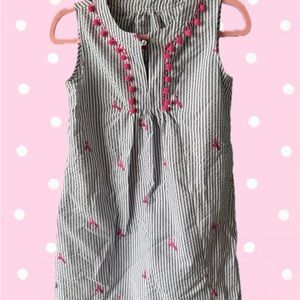 Striped Sleeveless Dress with Pink Accents